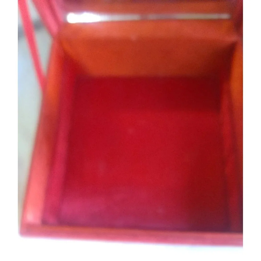 Jewelry Keepsake Box Case Vtg Red‎ Velvet Embroidered 7.5 India Boho Rustic READ